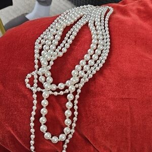 Elegant Multi Tier Pearl Necklace